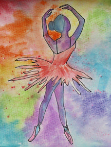 Whimsical Watercolor Mixed Media Ballerina 3, Original