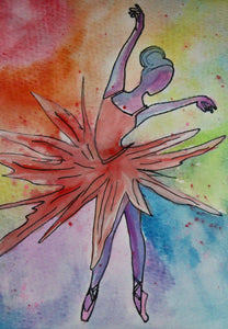 Whimsical Watercolor Mixed Media Ballerina 4, Original