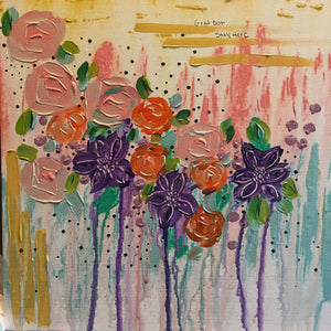 Whimsical drippy color flowers