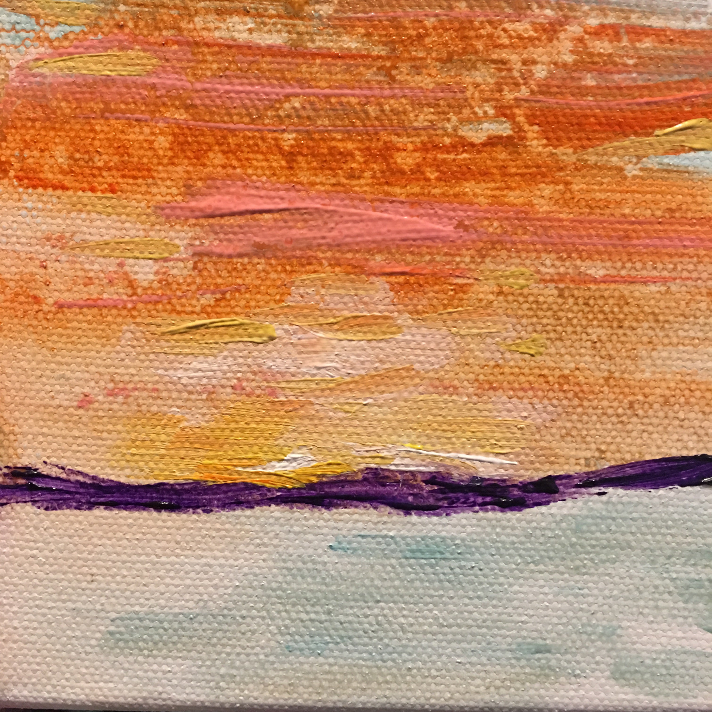 sea mountain and sky on abstract sunset